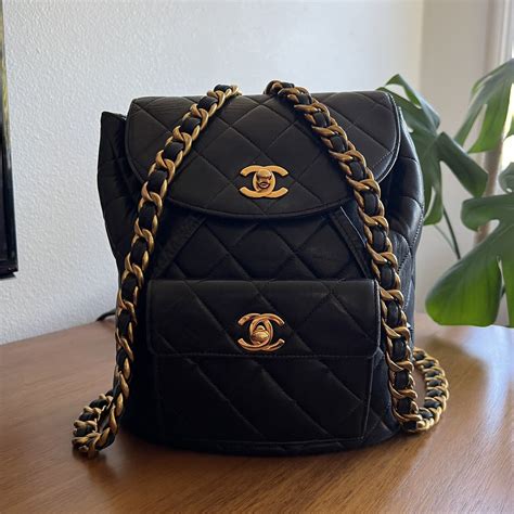 vintage black chanel backpack|pre owned chanel backpack.